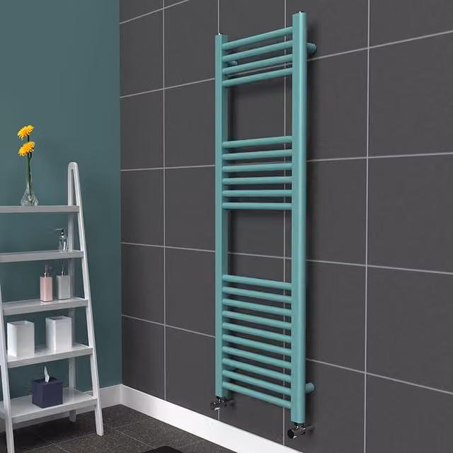 Lux Heat Coloured Steel Towel Radiator in Light Aqua Green, W: 40 cm, H: 120 cm