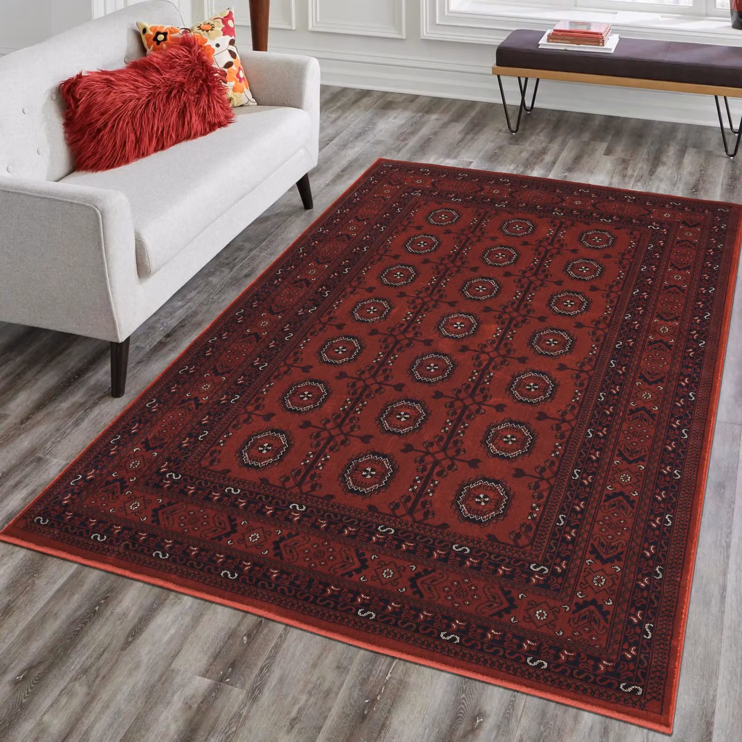 Desire Rugs Yasmin Oriental Style Red Area Rug, W/D/H: 120 x 170 x 1.1 cm – 5