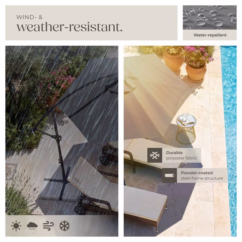 tectake Grey Cantilever Parasol with 360 Degree Rotation and Tilting Function, W/D/H: 300 x 300 x 300 cm – 5