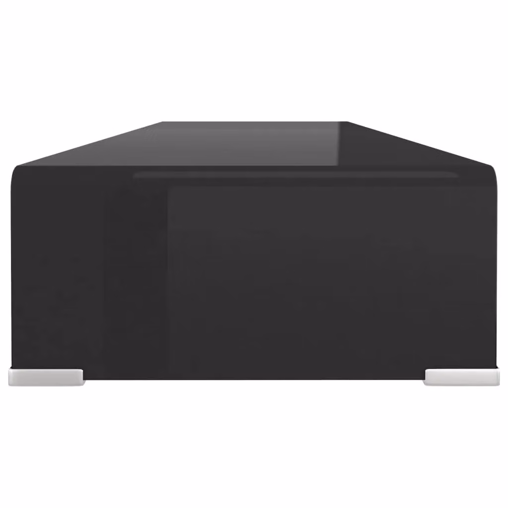 Berkfield Home Black Glass TV Stand and Monitor Riser, W: 100 cm, D: 30 cm, H: 13 cm – 3