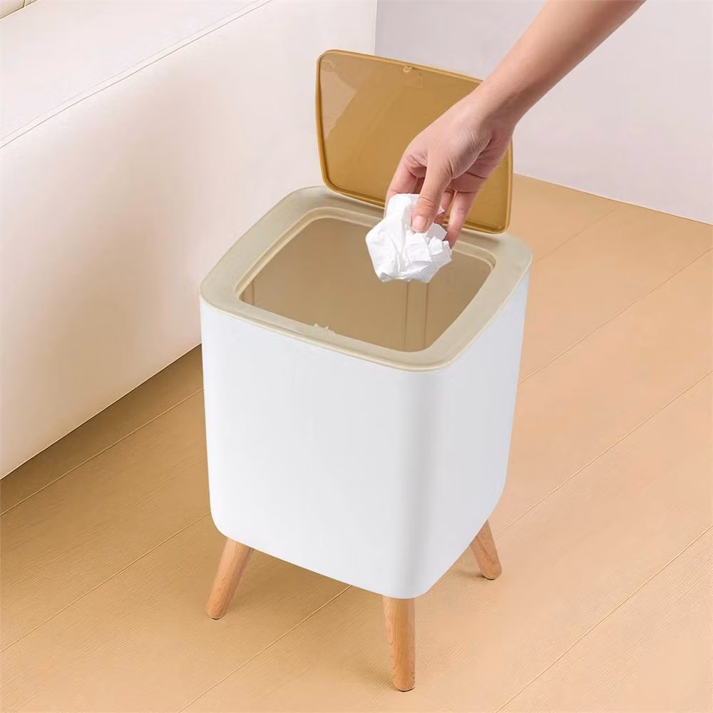Nordara Square 9L Nordic Bathroom Bin with Press Top Lid in White – 3