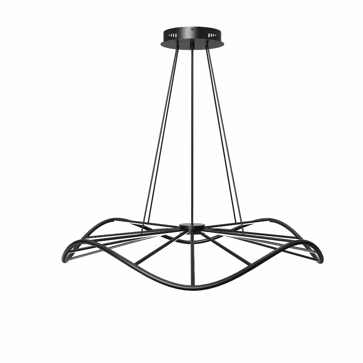 CGC Lighting Paraplu 1 Wave LED Ceiling Pendant Chandelier, Matt Black, Diameter: 90 cm – 4