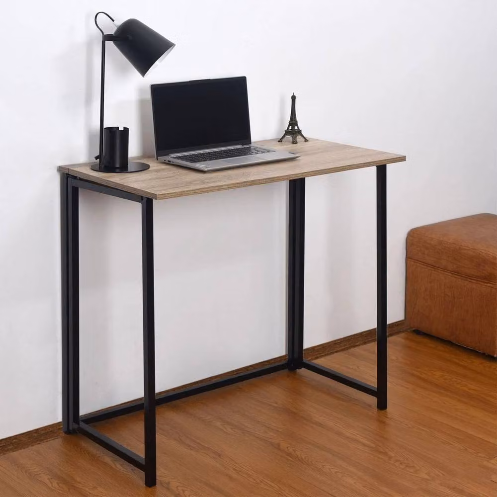 EONLION Brown Wooden Folding Computer Desk for Home Office – 2