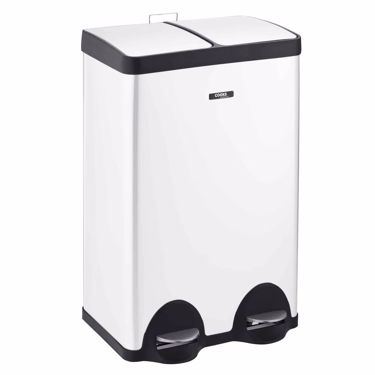 Cooks Professional Dual Pedal Bin 60L with 2 x Removable Compartments and Soft Close Lids, White – 3