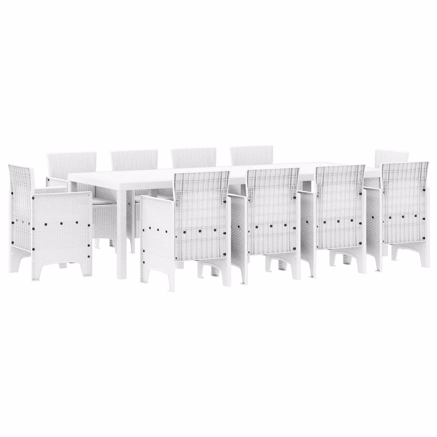 Berkfield Home 11 Piece White Poly Rattan Garden Dining Set with Cushions – 2