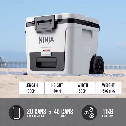 Ninja FrostVault Heavy-Duty Insulated Wheeled Cool Box in White – 8