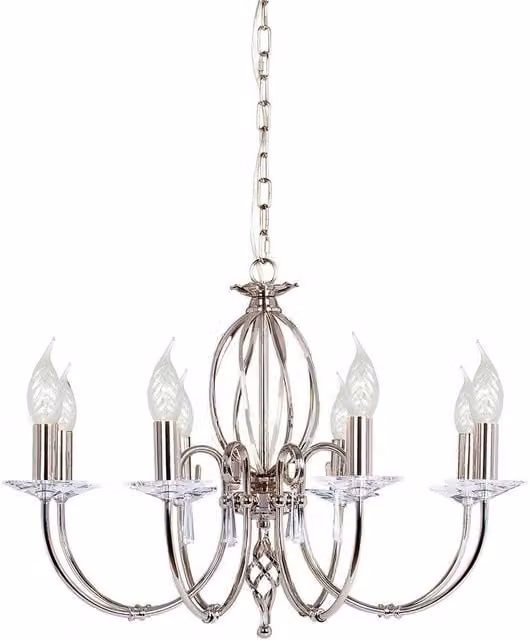 Elstead Aegean 8 Light Wall Chandelier in Silver and Grey with Glass and Metal Finish, E14