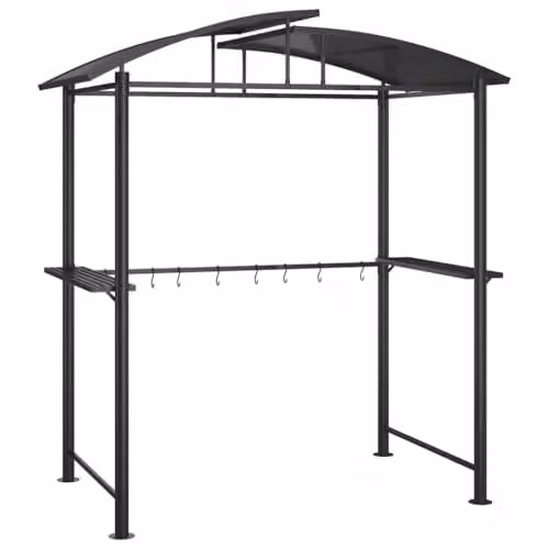 vidaXL BBQ Gazebo with Side Shelves in Anthracite, W/D/H: 210 x 114 x 230 cm, Steel and Polycarbonate – 1