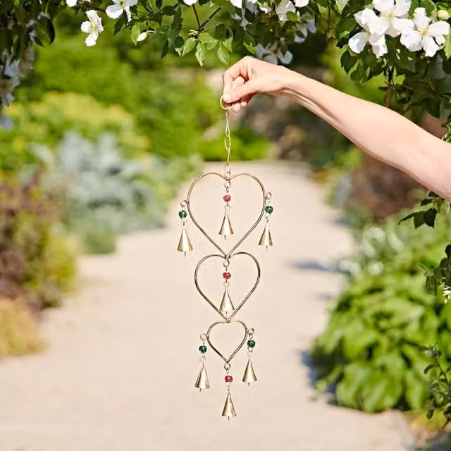 Paper High Gold Heart and Bells Wind Chime