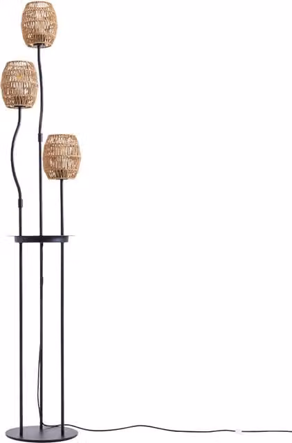 Lifeideas 3-Light Rope Shade Floor Lamp in Brown and Black