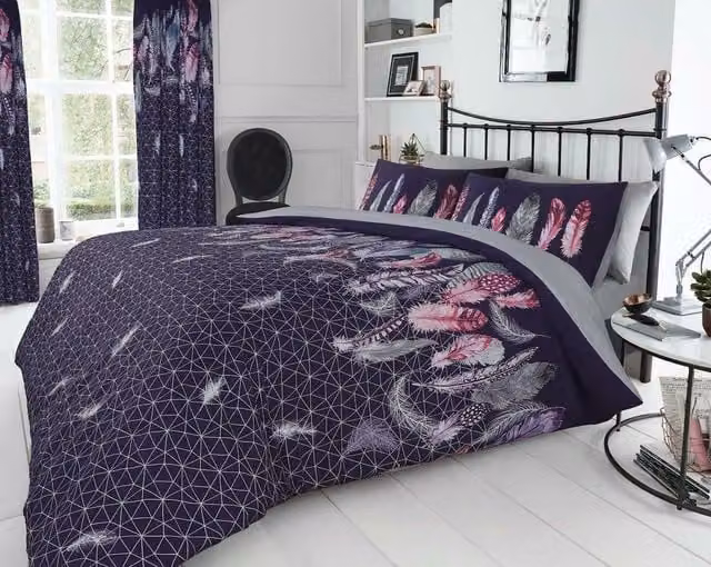 Smart Living Purple Printed Polycotton Duvet Cover and Pillowcases Set, W/D/H: 200 x 200 cm and 50 x 75 cm – 1