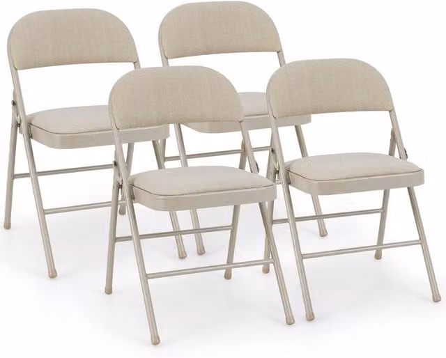 Gymax 4-Piece Set of Folding Camp Stools with Padded Seats in Black