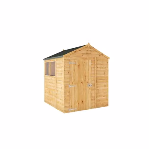 Waltons Premium Shiplap Apex Modular Wooden Garden Storage Shed in Brown with Glass Glazing, W/D/H: 180 x 180 x 223.8 cm