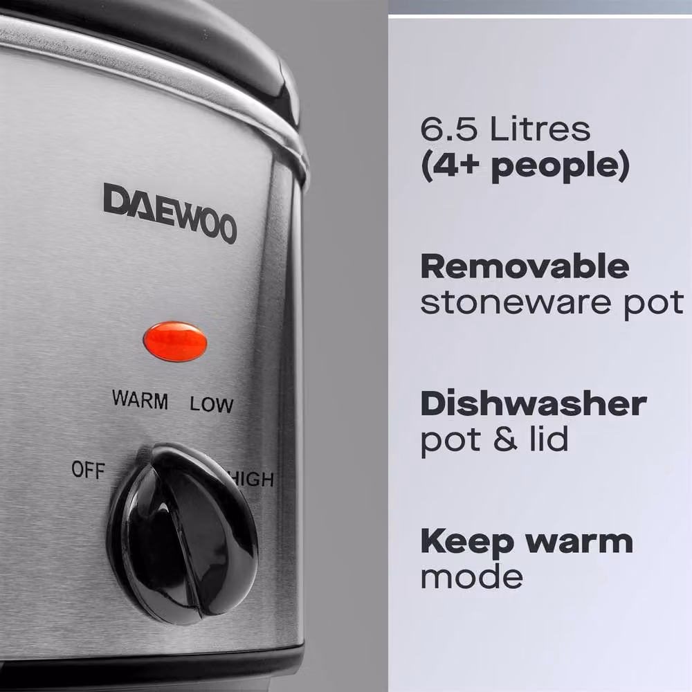 Daewoo 6.5L Stainless Steel Slow Cooker in Silver – 4