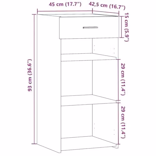 vidaXL Sonoma Oak Sideboard in Brown, W/D/H: 45 x 42.5 x 93 cm – 3