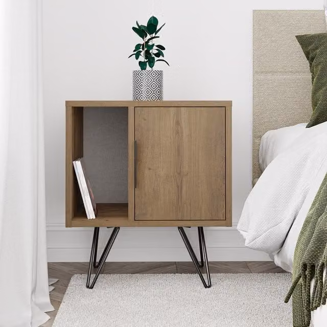 Decortie Glynn Modern Bedside Table Nightstand in Brown, W/D/H: 42 x 50 x 60 cm – 1