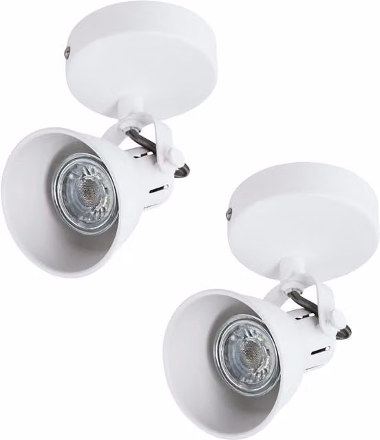 Loops 2 Pack White Metal Wall Spot Lights with 3.3W LED GU10 Bulbs Included