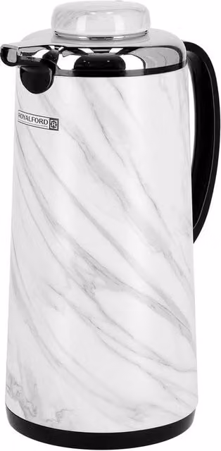 Royalford Marble Vacuum Flask Double Walled Insulated Tea Carafe, 1300ml, White – 1