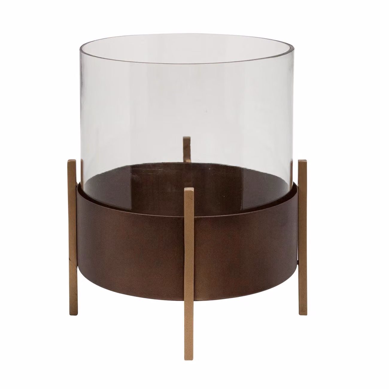 Dome Deco BAYO Hurricane M Brown Glass Tabletop Candle Holder for Tealights and Pillar Candles