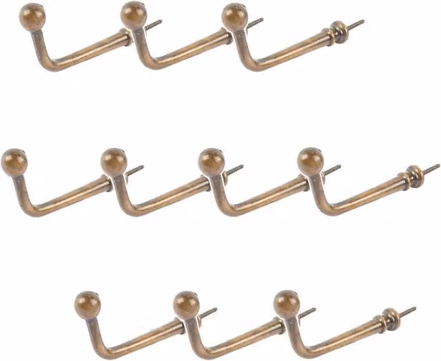 Hammer and Tongs Brass Flat Top Screw Hook, Pack of 10, W: 20 mm, H: 60 mm