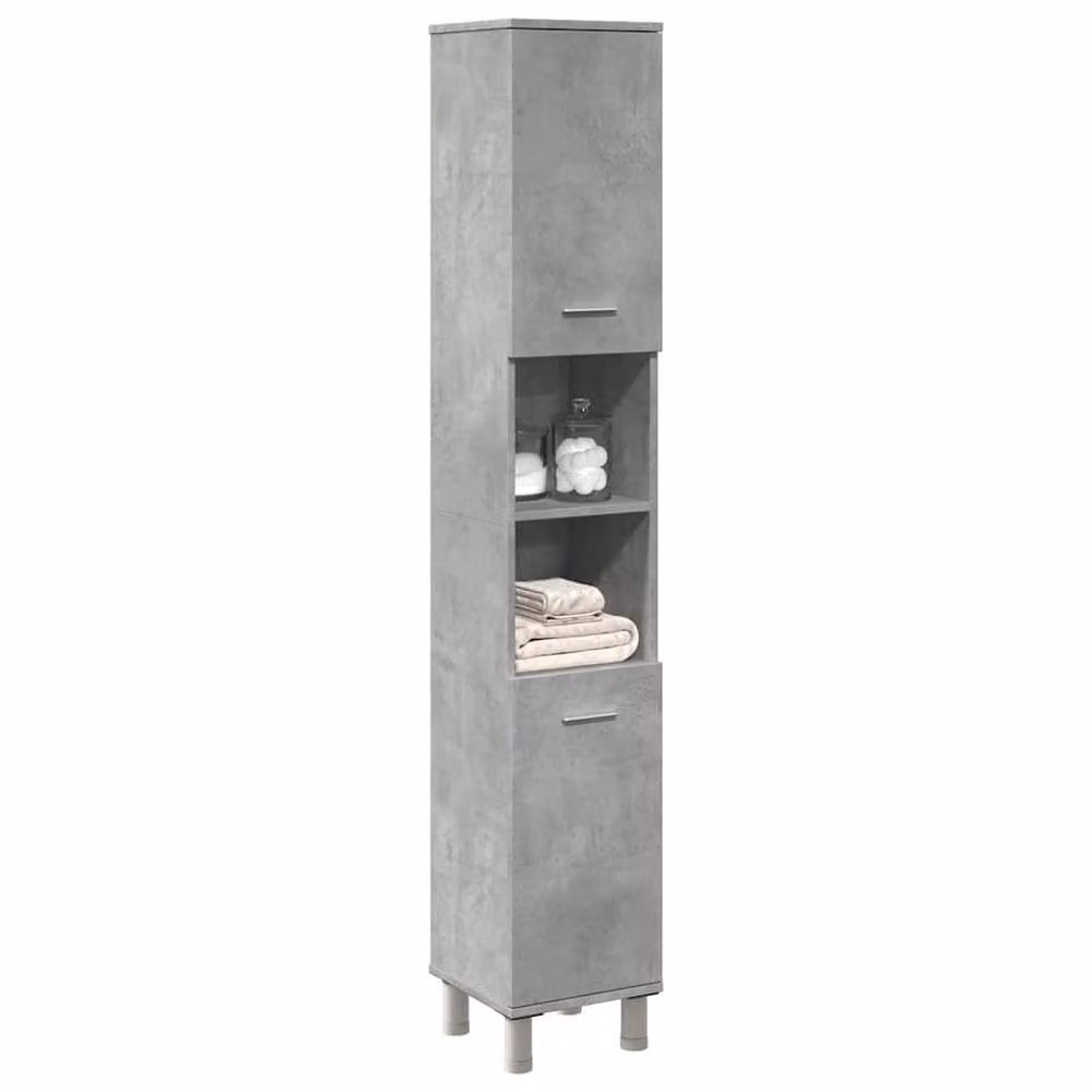 Berkfield Home Modern Freestanding Bathroom Cabinet in Concrete Grey, W/D/H: 30 x 30 x 179 cm – 2