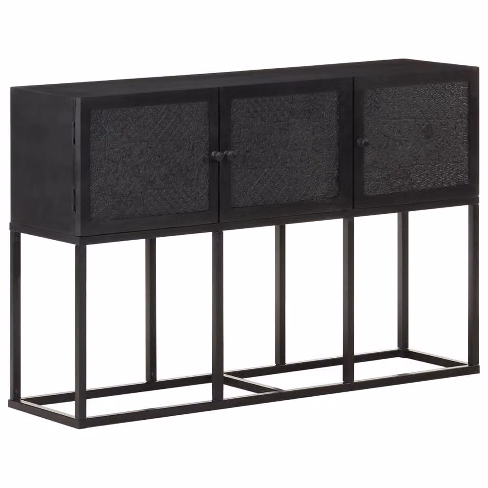 Berkfield Home Industrial Sideboard in Black Solid Mango Wood, W/D/H: 115 x 30 x 76 cm – 2