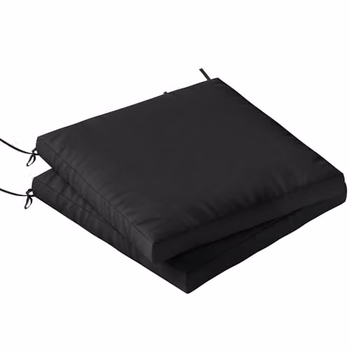 Outsunny Set of 2 Waterproof Garden Chair Cushions in Black, W/D/H: 50 x 50 x 7 cm