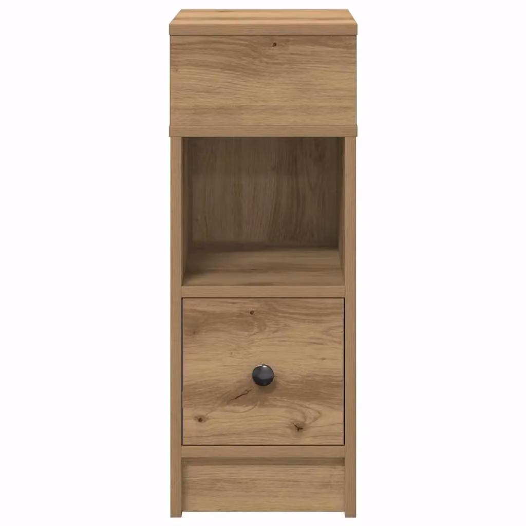 Berkfield Home Set of 2 Artisan Oak Bedside Cabinets with Drawer in Brown, W/D/H: 25 x 31 x 66 cm – 2