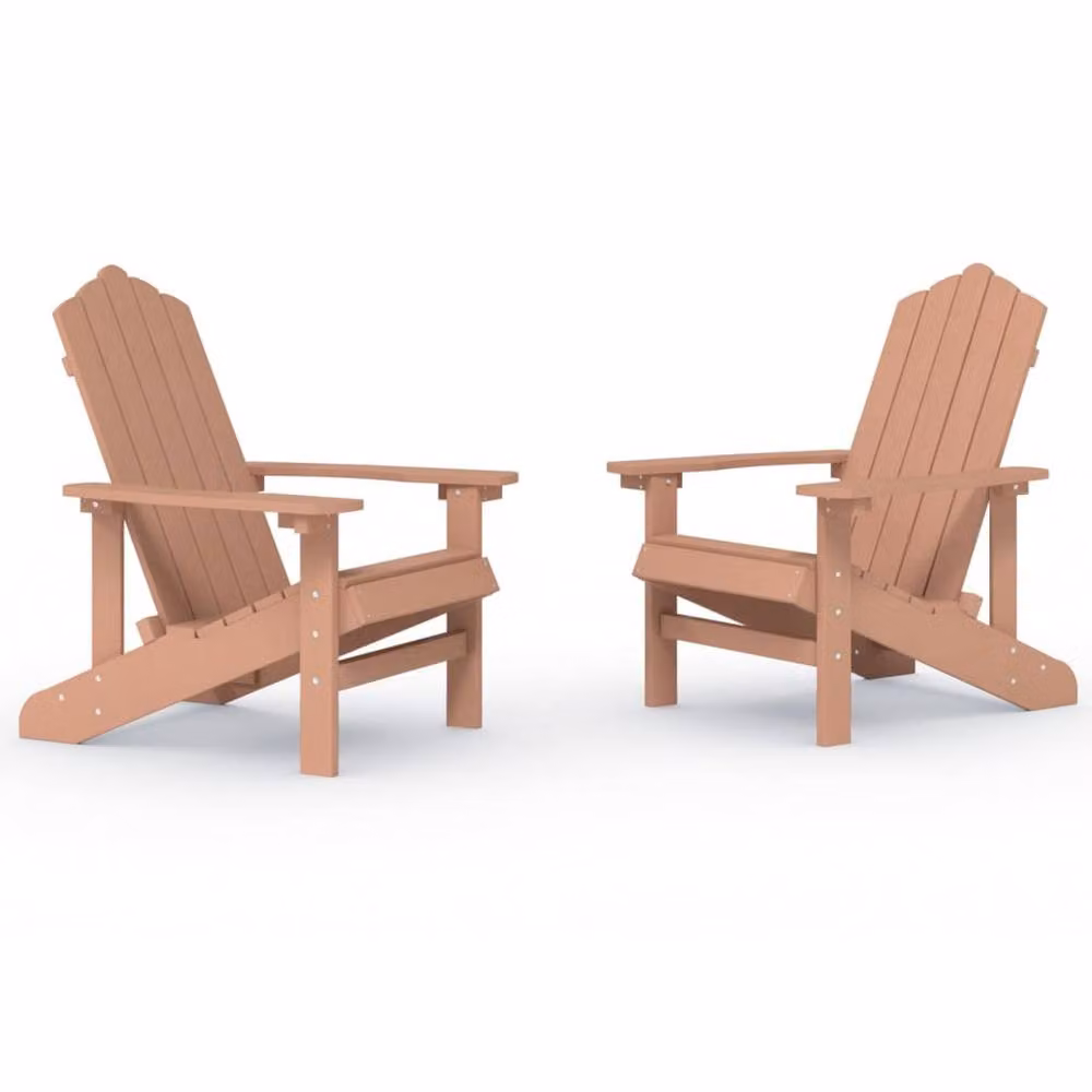 Berkfield Home Garden Adirondack Chairs, 2 Piece Set, Brown HDPE Composite – 2