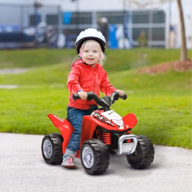 AIYAPLAY Honda Licensed 6V Electric Kids Quad Bike with Light and Sound Effects, Red