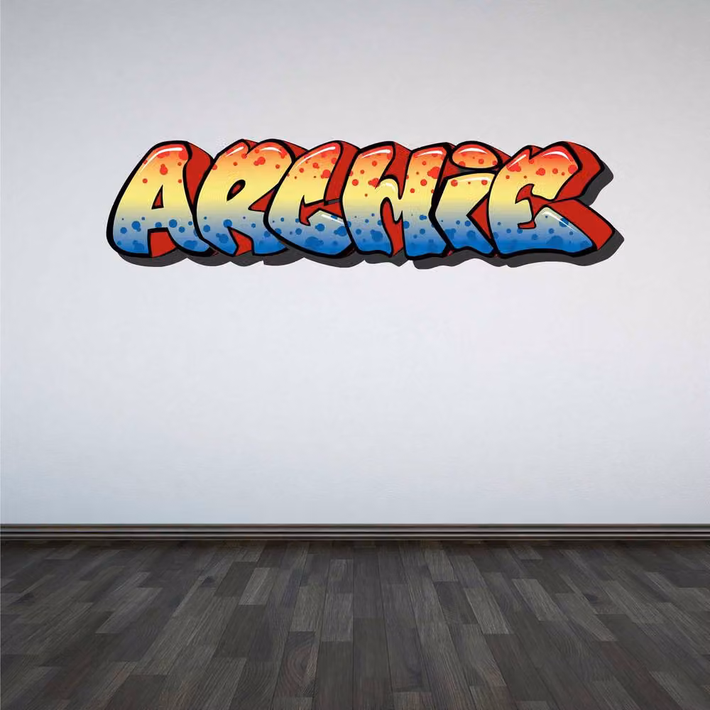 60 SECOND MAKEOVER Personalised Graffiti Name Wall Sticker Decal, Multicolour, Width: 60 cm – 2
