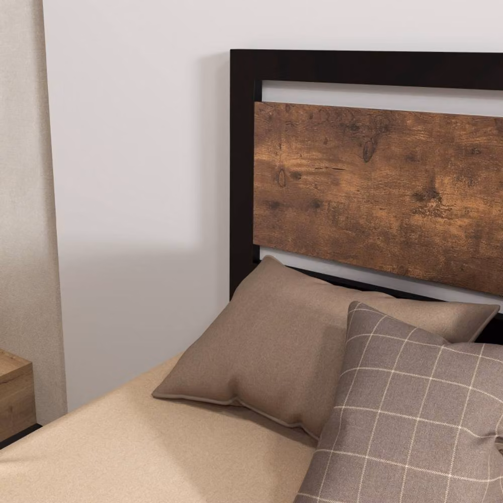 STILVORA Single Industrial Metal Bed Frame in Brown and Black – 5