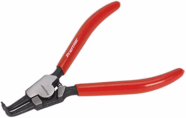 Loops 180mm Bent Nose External Circlip Pliers in Red and Multicolour Steel with Chrome Vanadium Finish