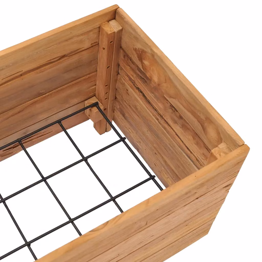 Berkfield Home Raised Bed in Brown Solid Teak Wood and Steel, W/D/H: 100 x 40 x 38 cm – 3