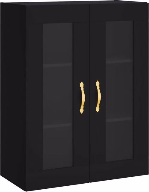 Berkfield Home Wall Mounted Cabinet in Black with Glass Doors, W/D/H: 69.5 x 34 x 90 cm – 1