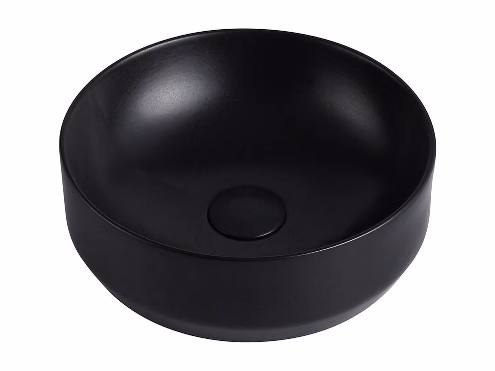 Vente-unique Kanelle II Round Ceramic Washbasin in Black, Diameter: 36 cm – 2