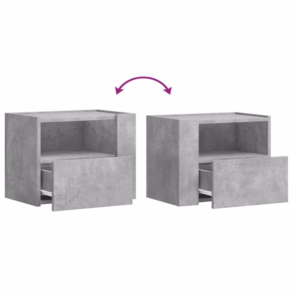 Berkfield Home Wall-mounted Bedside Cabinet, Concrete Grey, W: 45 cm, D: 30 cm, H: 35 cm – 4