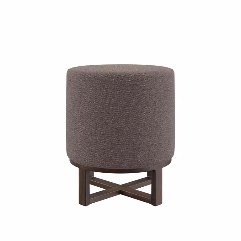 Dome Deco FLYNN Stool with Brown Upholstered Wood Frame