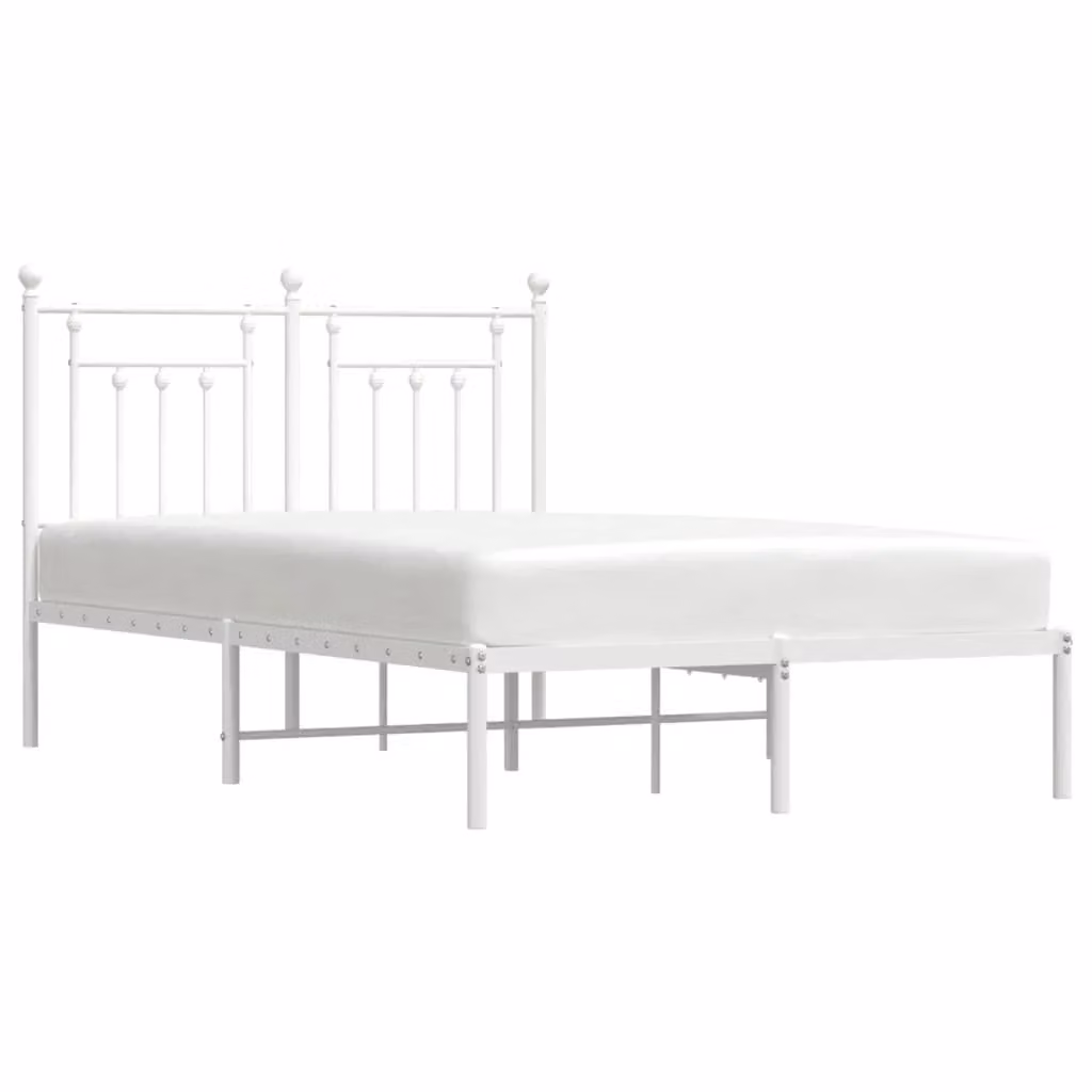 Berkfield Home Metal Bed Frame with Headboard in White, W/D/H: 120 x 200 cm – 2