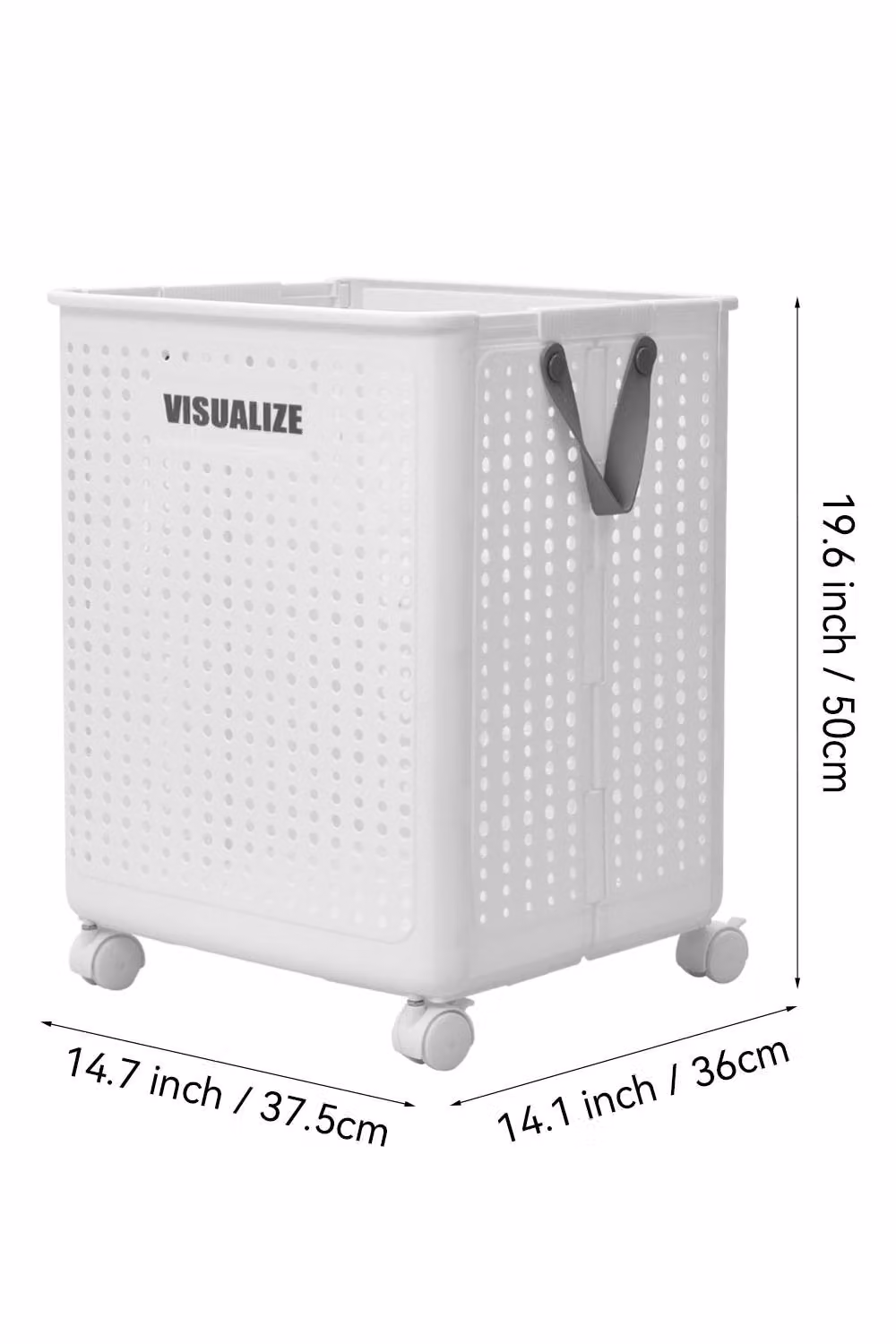 Living and Home White Collapsible Rolling Laundry Basket with Handles and Wheels – 3