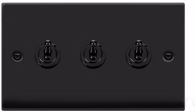 SE HOME Black 3 Gang 2 Way Flush Mount Plastic Toggle Light Switch
