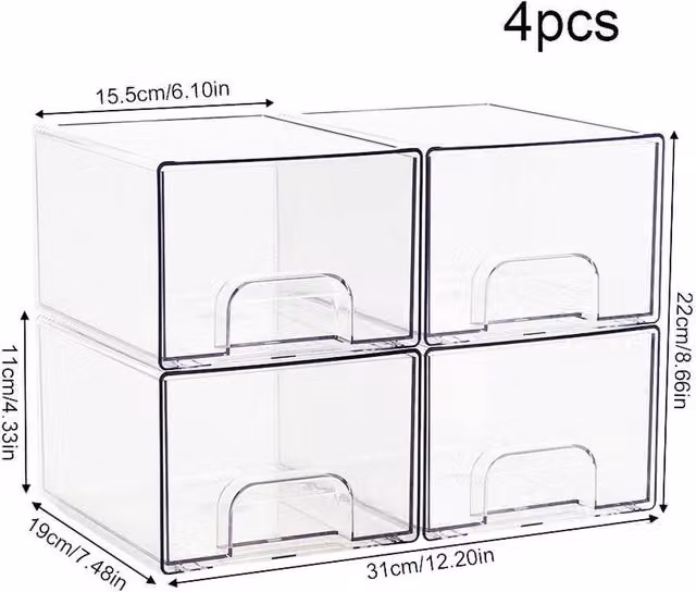 Kelvenix 4pcs Stackable Clear Acrylic Storage Boxes – 1