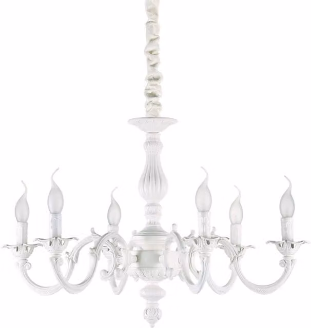 Ideal Lux Justine 6 Light Round Fabric Pendant Light in White