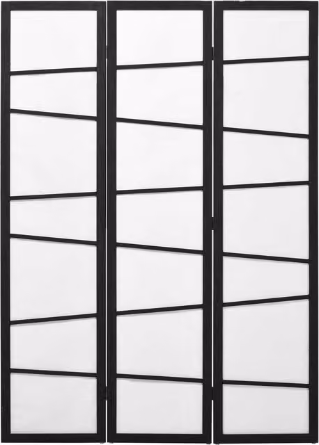 HOMCOM 3 Panel Folding Room Divider with Wood and Metal Frame, White Striped Privacy Screen for Living Room or Bedroom, H: 170 cm, W: 120 cm – 5