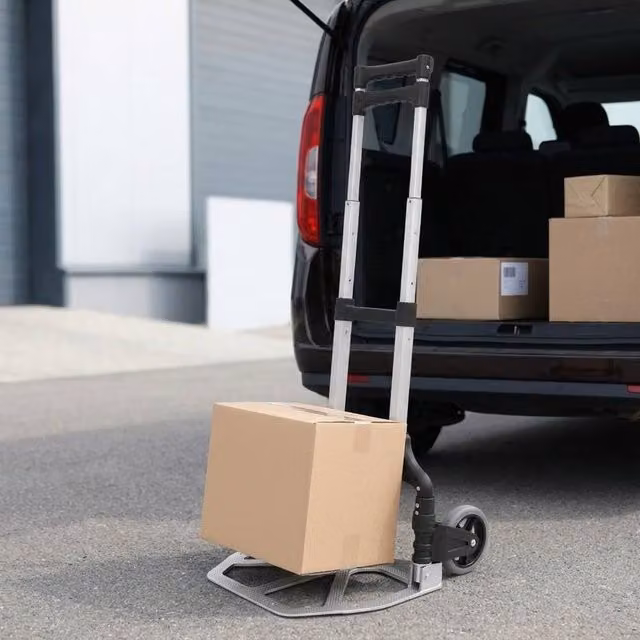 STILVORA Aluminium Folding Sack Truck with Adjustable Handle, Silver, 70 kg Capacity – 1