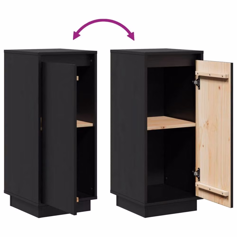 Berkfield Home Set of 2 Black Solid Wood Pine Sideboards, W/D/H: 31.5 x 34 x 75 cm – 5