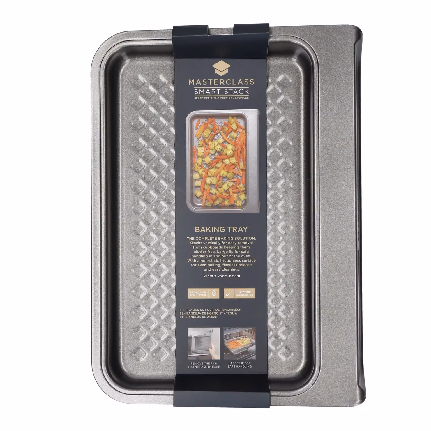 MasterClass Non-Stick Carbon Steel Rectangular Baking Sheet, Grey, W: 35 cm, D: 25 cm, H: 1 cm – 9