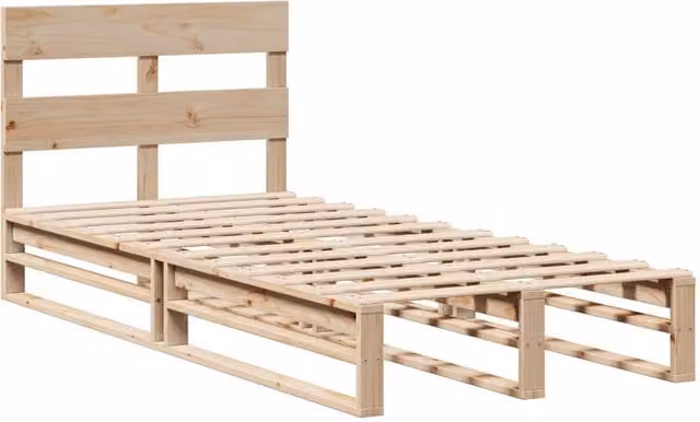 Berkfield Home Modern Single Solid Wood Pine Bed Frame, Beige, W: 90 cm, H: 82 cm, L: 190 cm