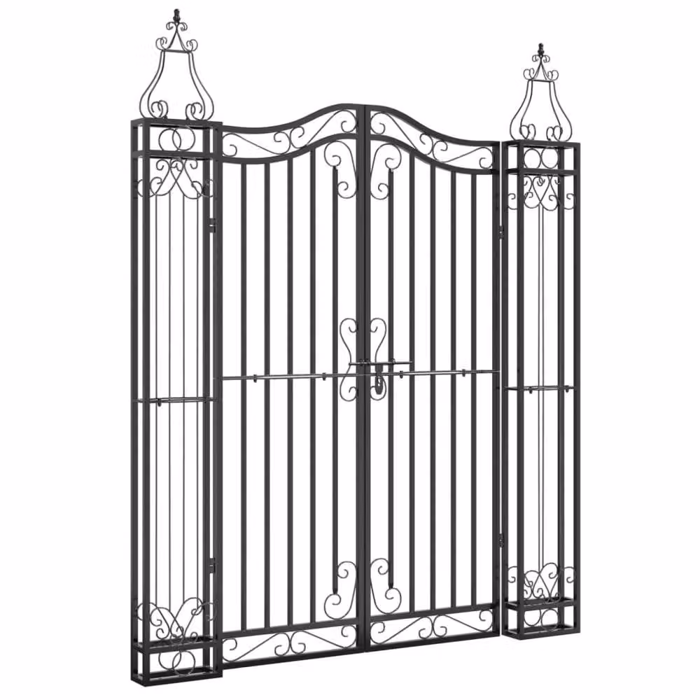 Berkfield Home Elegant Black Wrought Iron Garden Gate, W: 121 cm, D: 8 cm, H: 150 cm – 3