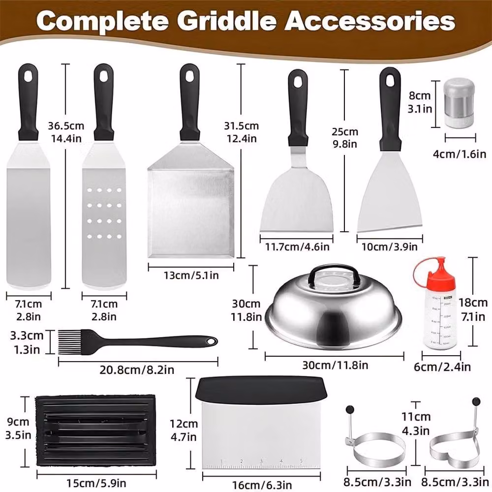 NESTLUNE 17-Piece Stainless Steel and Cast Iron BBQ Tool Set in Silver, W/D/H: 100 x 15 x 15 cm – 2